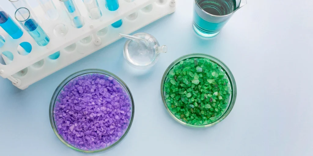 Nitrocellulose Supplier in Pakistan showcasing chemical crystals and lab testing materials for industrial applications